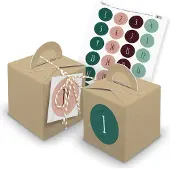 Itenga SET Adventskalender Würfelboxen braun + Garn + Anhänger (V29) + Motiv Z14