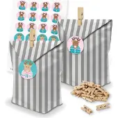Itenga SET Adventskalender 24 x Tüten Streifen + Klammern + Zahlensticker (Z44)