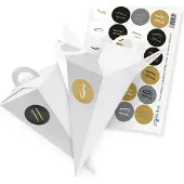 Itenga SET V44 Adventskalender Geschenktüte 14cm, Weiß + Zahlensticker Z52, 2cm