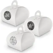 Itenga Adventskalender zum Füllen 24x Box mit Griff WEISS + Sticker V10 Z25