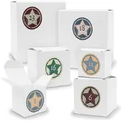 Itenga Adventskalender zum Füllen 24x Quader Würfel gemischt WEISS + Sticker (V01 Z20)