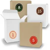 Itenga Adventskalender zum Füllen 24x Quader gemischt WEISS BRAUN + Sticker V09 Z02