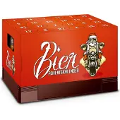 Itenga Adventskalender für Bierkasten Motiv 2 Nikolaus auf Motorrad Bierkastenadventskalender
