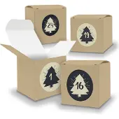 Itenga Adventskalender zum Füllen 24x Würfel 6,5cm BRAUN + Sticker V05 Z19