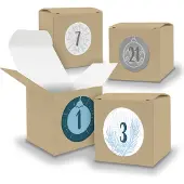 Itenga Adventskalender zum Füllen 24x Würfel 6,5cm BRAUN + Sticker V05 Z16