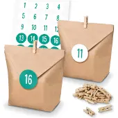 Itenga SET Adventskalender 24x Tüten + Klammern + Zahlensticker (Z34)
