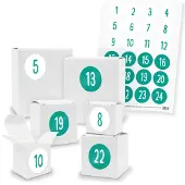 Itenga Adventskalender zum Füllen 24x Quader Würfel gemischt WEISS + Sticker (V01 Z34)
