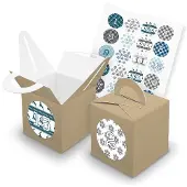 Itenga SET V43 Adventskalender Würfelbox mit Griff Braun + Zahlensticker Z05