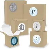 Itenga Adventskalender zum Füllen 24x Quader Würfel gemischt BRAUN + Sticker (V02 Z16)