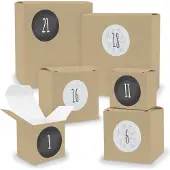 Itenga Adventskalender zum Füllen 24x Quader Würfel gemischt BRAUN + Sticker (V02 Z13)