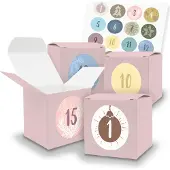 Itenga Adventskalender zum Füllen 24x Würfel Rosa (V41) + Sticker Zahlen (Z17)