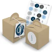 Itenga SET Adventskalender Würfelboxen braun + Garn + Anhänger (V33) + Motiv Z12