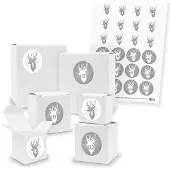 Itenga Adventskalender zum Füllen 24x Quader Würfel gemischt WEISS + Sticker (V01 Z46)