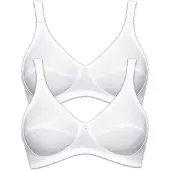 Susa Bügelloser BH "2er Pack BH ohne Bügel Cotton", Damen, Gr. 75, Cup A, weiß, Stoff, Obermaterial: 100% Baumwolle CO., BHs Bügelloser BH