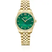 BOSS Elegante Uhr mit grünem Zifferblatt und kristallbesetzter Lünette Grösse ONESI