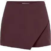 ONLY Hosenrock "ONLMIST-YASMINE WRAP SKORT TLR NOOS", Damen, Gr. 34 (XS), braun (fudge), Web, Obermaterial: 72% Polyester, 22% Viskose, 6% Elasthan, unifarben, kurz, Röcke Hosenrock, Materialmix