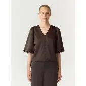 Y.A.S Kurzarmbluse "YASPELLA 2/4 V-NECK TOP S. NOOS" Materialmix, regular fit