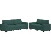 vidaXL 2-teiliges Sofa-Set mit Kissen, dunkelgrüner Stoff