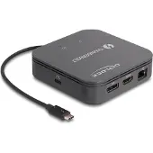 DeLOCK Thunderbolt 3 Mini Dockingstation 8K - DisplayPort / HDMI / USB / LAN / Audio / PD 3.0, Kabelgebunden, Thunderbolt 3, 60 W, 3,5 mm, 10,100,1000 Mbit/s, Schwarz