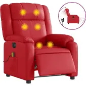 Syfax Massagesessel Elektrisch Rot Kunstleder