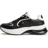 Tommy Hilfiger TH Monogram Leather Chunky Trainers, Weiblich, Erwachsener, Modische Sneakers, Schwarz, Naturfarben, Leder, 1 Stück(e)