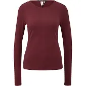 QS Langarmshirt , Damen, Gr. XS, rot (merlot rot), Jersey, Obermaterial: 97% Baumwolle, 3% Elasthan, figurbetont hüftbedeckend, Shirts Langarmshirt, Elastische Baumwollqualität