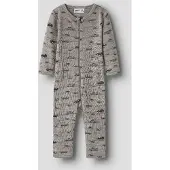 Name it Schlafanzug "NBMWANG WOOL RIB NIGHTSUIT AOP NOOS" aus Wolle, mit Reißverschluss