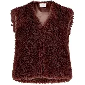 Vera Mont Fellimitatweste "Plüschweste unifarben", Damen, Gr. S, braun (schwarz maroon), Obermaterial: 100% Polyester PES., Westen Fellimitatweste