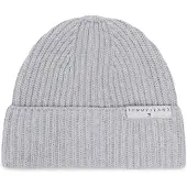 Tommy Hilfiger Beanie TOMMY JEANS "LINEAR LOGO BEANIE", Herren, grau (light grau heather), Strick, Baumwolle, unifarben, Mützen Beanie, Regular fit mit Markenlabel