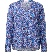 Rich & royal Langarmbluse , Damen, Gr. 34, bunt (cobalt aura), Web, Obermaterial: 100% Viskose, bequem normal, V-Ausschnitt, Blusen Langarmbluse
