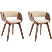 vidaXL Esszimmerstühle 2 Stk. Creme Bugholz und Kunstleder