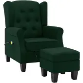 vidaXL Massagesessel mit Hocker Dunkelgrün Stoff