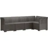vidaXL 5-Sitzer Gartensofa Rattan-Look PP Hellgrau