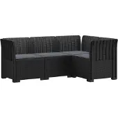 vidaXL 4-Sitzer Gartensofa mit Kissen Rattan-Look PP Anthrazit