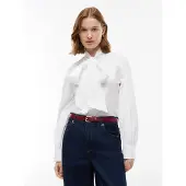 Tommy Hilfiger Langarmbluse "POPLIN BOW TIE LS SHIRT" Baumwolle