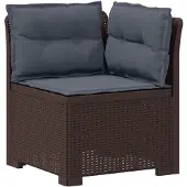 vidaXL 3-Sitzer Garten Sofa mit Kissen Rattan-Look PP Braun