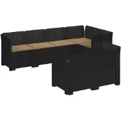 vidaXL 7-Sitzer Gartensofa mit Kissen Rattan-Look PP Anthrazit