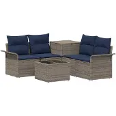 vidaXL Sofa Set 6 stk. 4-Sitzanzahl Grau und Marineblau