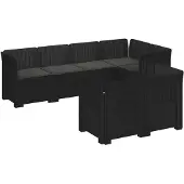 vidaXL 7-Sitzer Gartensofa mit Kissen Rattan-Look PP Anthrazit