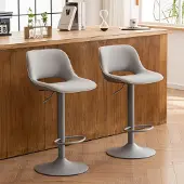 Sonstiges Barhocker 2er Set Höhenverstellbar Drehstuhl Grau mit Rückenlehne