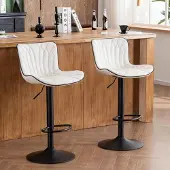 Sonstiges Barhocker 2er Set, drehbar, höhenverstellbar, Kunstleder, mit Ohrenlehne, Weiß