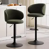 Sonstiges Barhocker 2er Set mit Lehne, drehbar, höhenverstellbar, Leinen, Grün