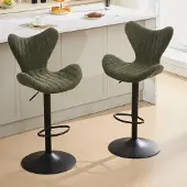 Sonstiges Barhocker 2er Set, Höhenverstellbar, 360° Drehbar, Chenille, Grün