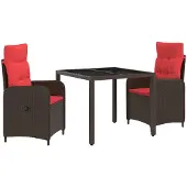 Syfax Outdoortisch-Set 3 stk. Poly-Rattan