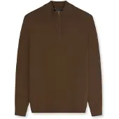Olymp Troyer , Herren, Gr. L, schwarzbraun, Strick, Obermaterial: 100% Schurwolle, regular fit normal, Rippbündchen, Pullover Troyer, mit Stehkragen, regular fit