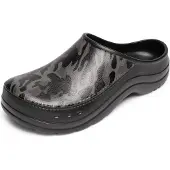 Ladeheid Gartenclogs für Herren Ultraleicht EVA Gartenschuhe LA-CA-ComoHappyMan (Schwarz/Grau Tarnmuster, 45)