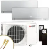Mitsubishi Multisplit Klimaanlage | MSZ-EF | 2x 3,5 kW | Silver | Quick-Connect