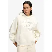 Superdry für Damen. W2012691A Beige Luxe Relaxed Hoodie (L), Lässig, Baumwolle
