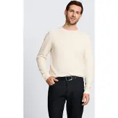 Tom Tailor Strickpullover , Herren, Gr. L, beige (gardenia weiß), Strick, Obermaterial: 100% Baumwolle, unifarben, regular fit hüftbedeckend, Rundhals, Bündchen, Pullover Strickpullover, mit Rundhals