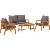 Syfax Bistrogarnitur 4 stk. Braun Massivholz Akazie